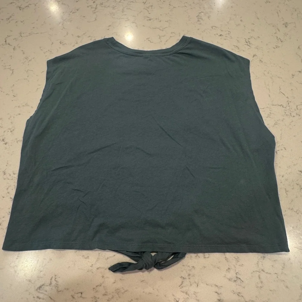 Old Navy Tie Front Tank Top Womens 2X Dark Teal Green Cotton Sleeveless Crop